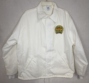 UNITE Men’s Large Jacket White Embroidered AFSCME Snap Front Lined VIP Pres Club